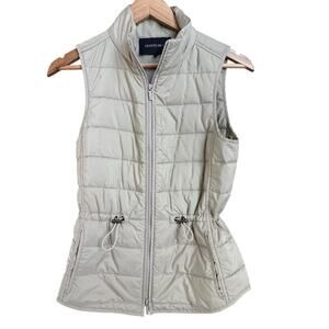 Lafayette 148 Quilted Puffer Vest Natural Khaki Color Size P